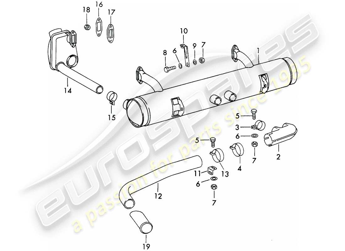 porsche 1966 (911/912) sistema di scarico - non per: - (d) + (s) schema delle parti