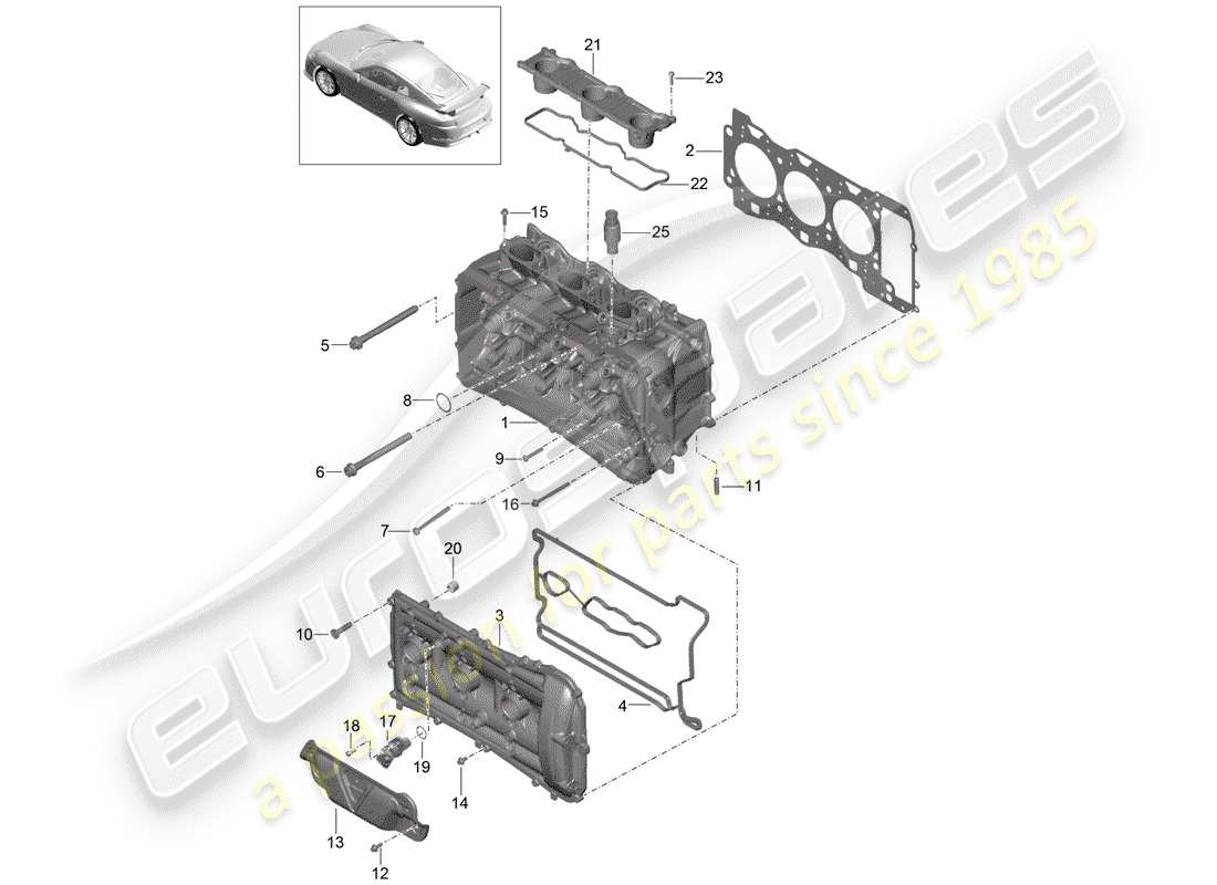 porsche 2015 (991-1 r/gt3/rs) schema delle parti della testa cilindro