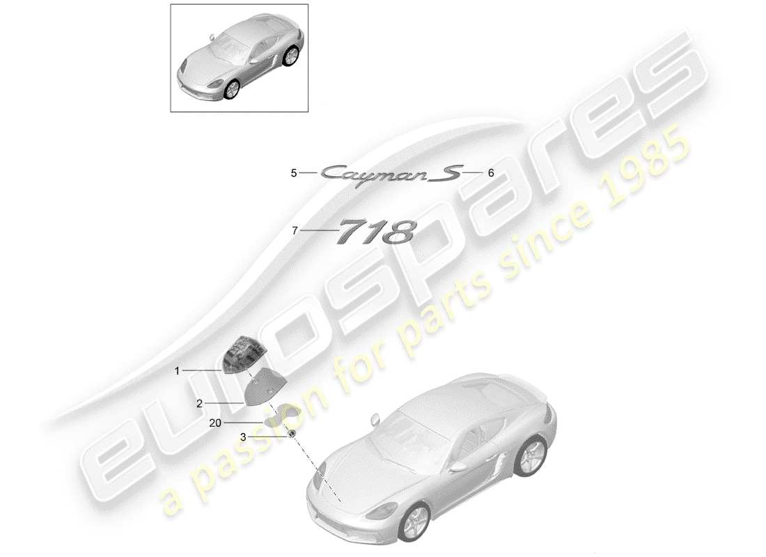 porsche 2017 (718 cayman) modanatura diagramma delle parti
