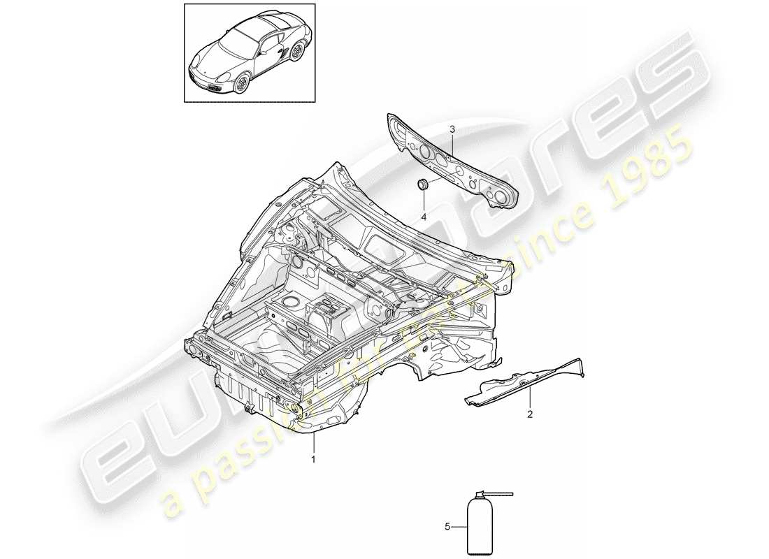 porsche 2012 (987 cayman) schema delle parti frontale
