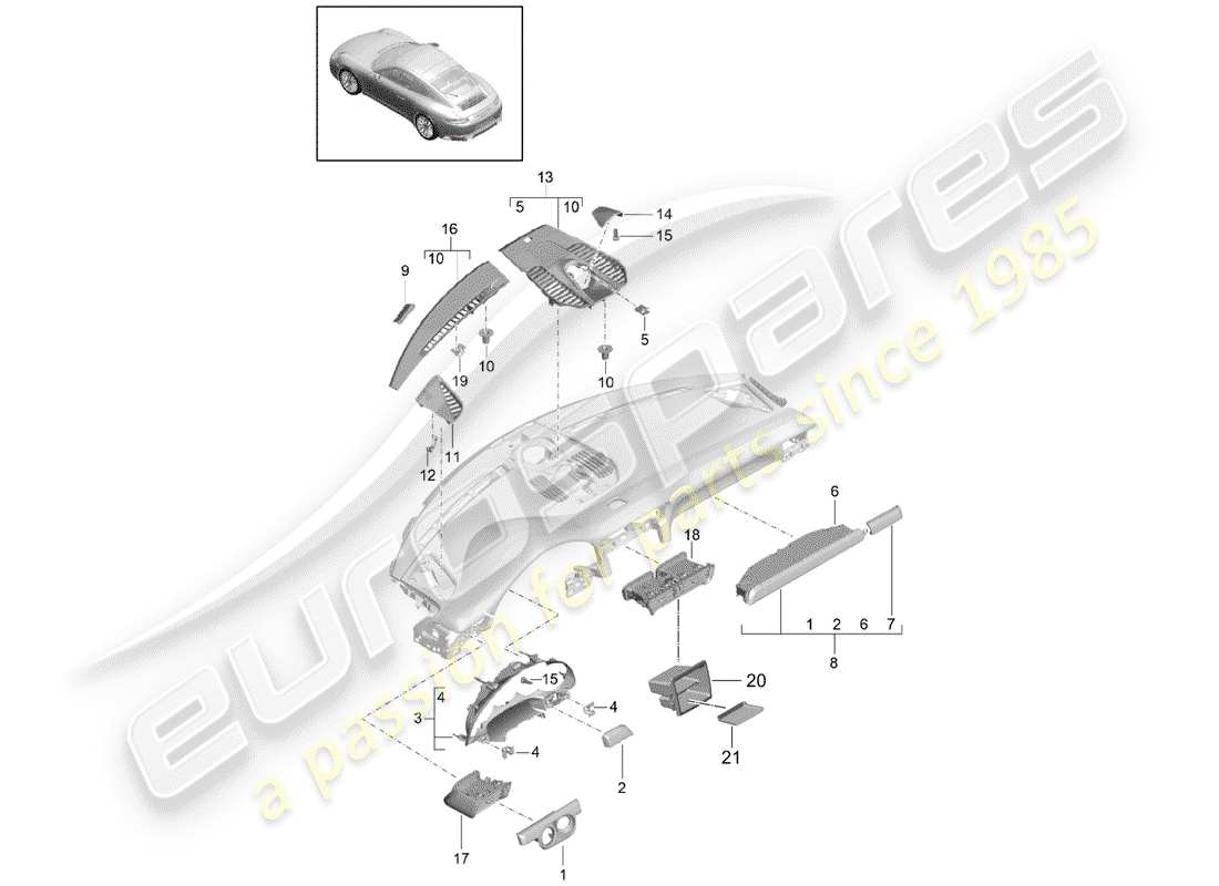 porsche 2017 (991-2) accessori diagramma delle parti