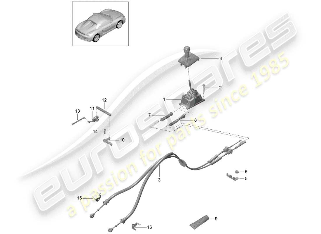 porsche 2016 (981 boxster spyder) controllo della trasmissione diagramma delle parti