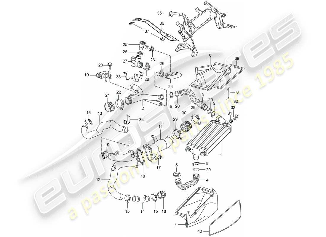 porsche 2003 (996 turbo / gt2) diagramma delle parti turbocompressore