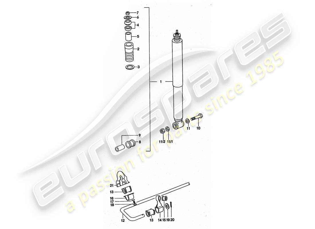porsche 1975 (911 turbo) antivibrante - stabilizzatore diagramma delle parti
