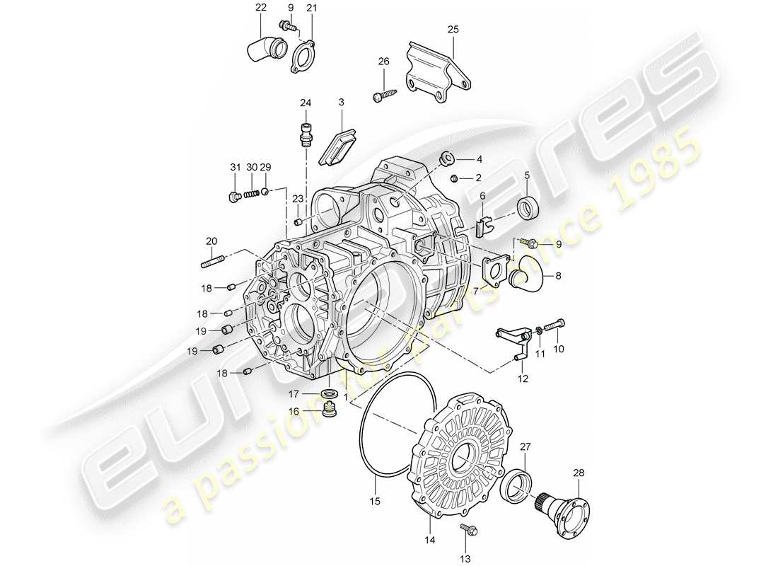 porsche 2002 (996 turbo / gt2) cassa trasmissione diagramma delle parti