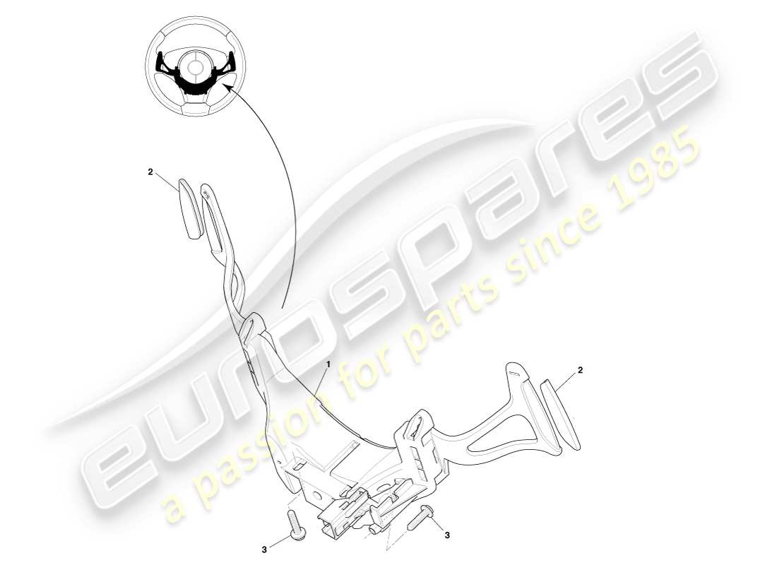aston martin v8 vantage (2007) diagramma delle parti del cambio al volante