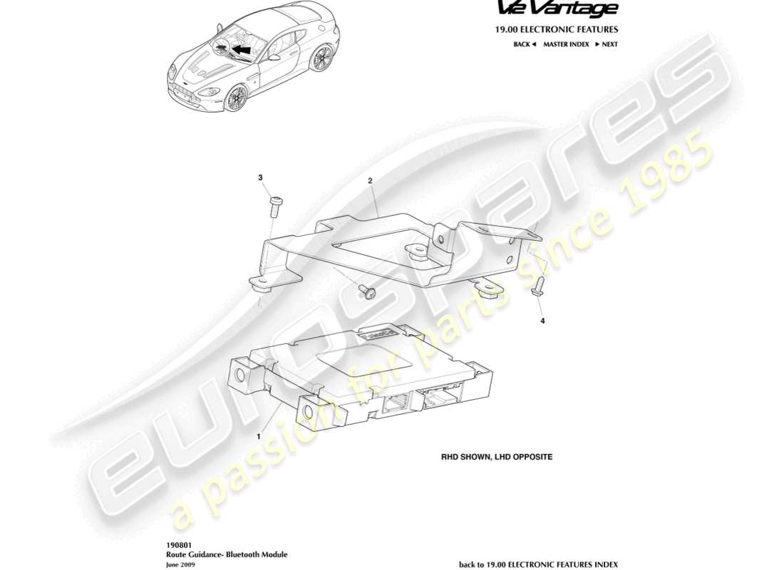 aston martin v12 vantage (2010) diagramma delle parti del sottosistema bluetooth