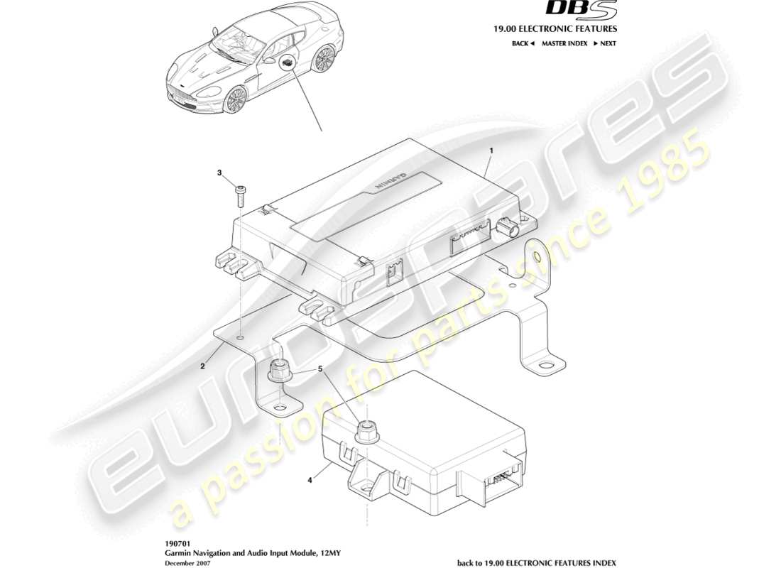 aston martin dbs (2013) navigatore garmin, 12my diagramma delle parti
