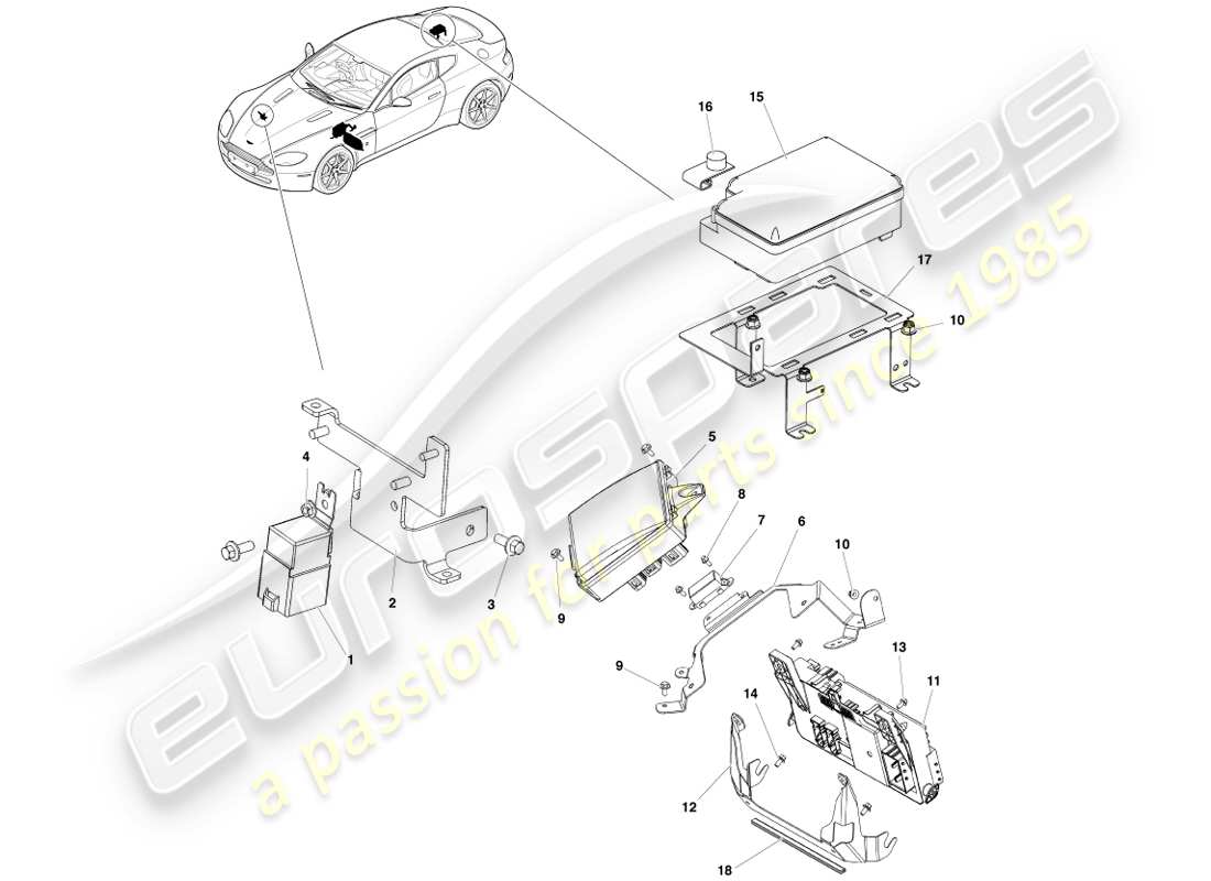 aston martin v8 vantage (2005) diagramma delle parti dei pannelli fusibili