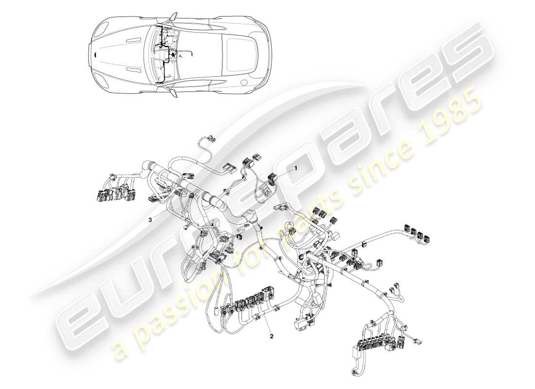 aston martin v8 vantage (2005) diagramma delle parti del cablaggio ip