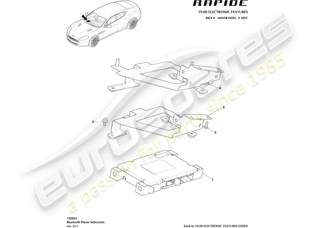 aston martin rapide (2013) modulo bluetooth diagramma delle parti