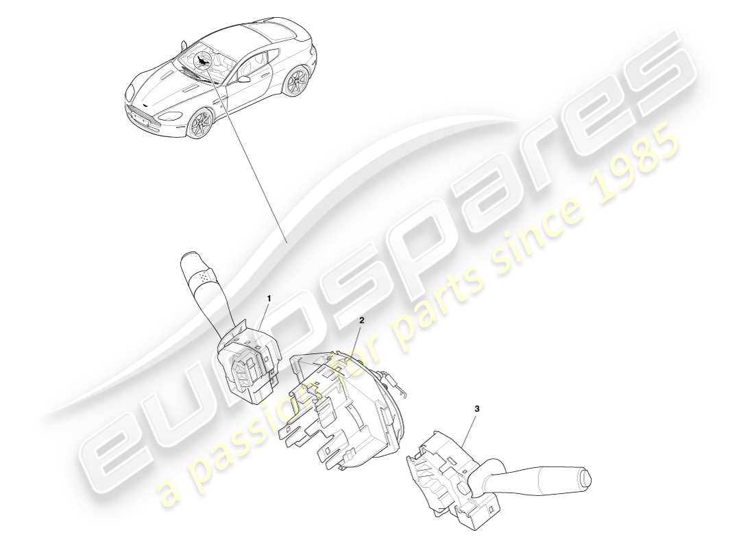 aston martin v8 vantage (2005) interruttore piantone dello sterzo schema delle parti