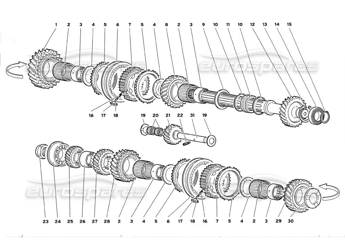lamborghini diablo gt (1999) albero condotto diagramma delle parti