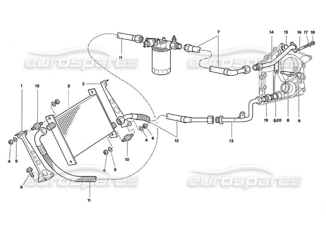 lamborghini diablo gt (1999) sistema dell'olio motore diagramma delle parti