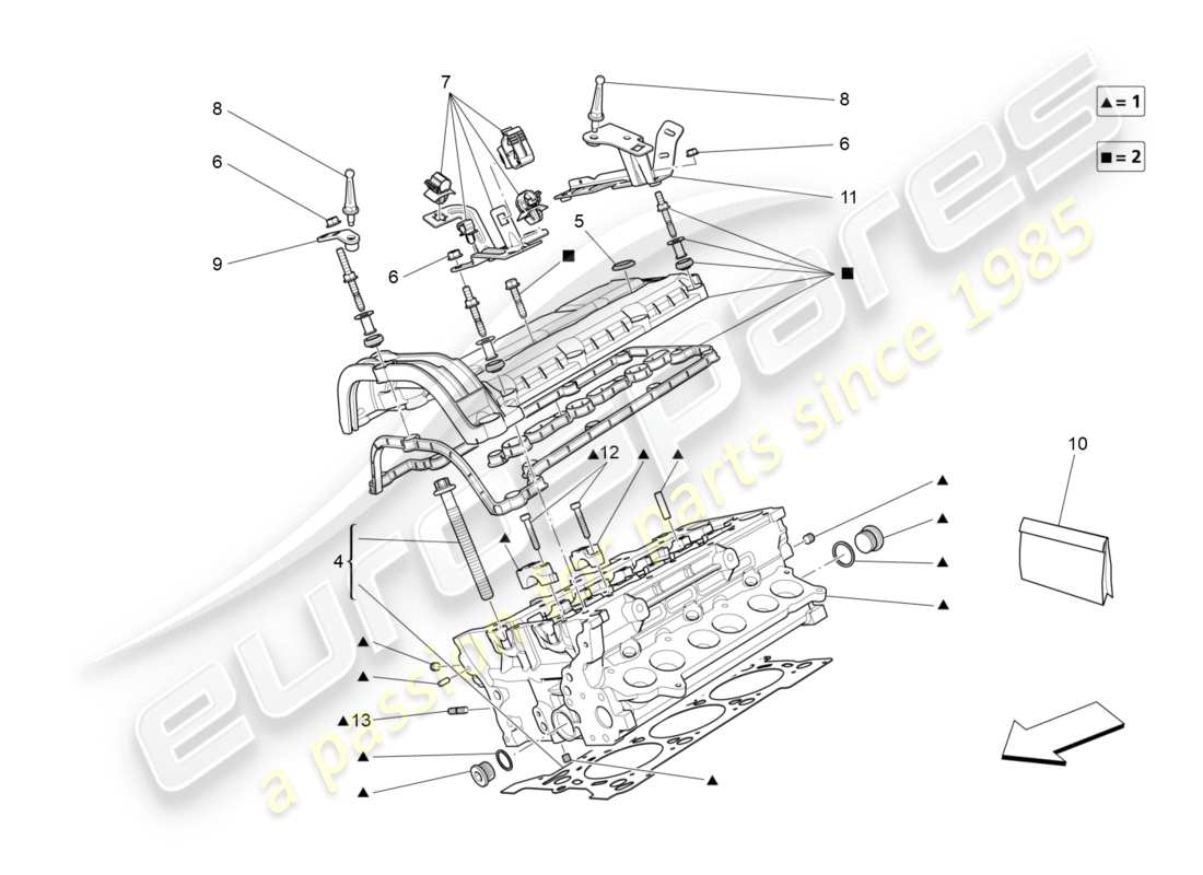 maserati qtp 3.0 tds v6 275hp (2015) schema delle parti della testata destra