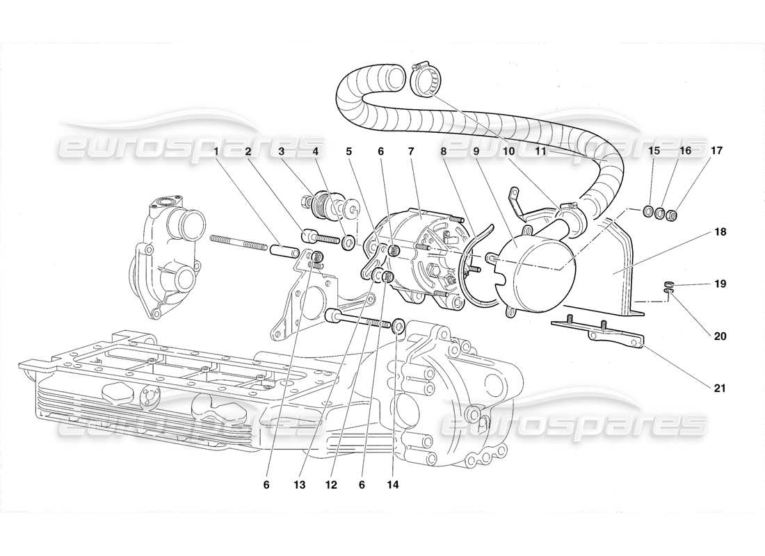 lamborghini diablo roadster (1998) schema delle parti dell'alternatore