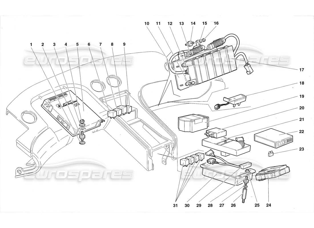 lamborghini diablo roadster (1998) schema delle parti dell'impianto elettrico