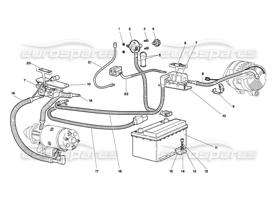 lamborghini diablo 6.0 (2001) schema delle parti dell'impianto elettrico