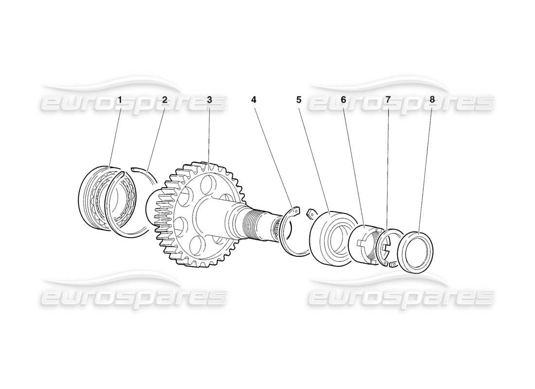 lamborghini diablo sv (1998) estremità della trasmissione ad ingranaggi diagramma delle parti