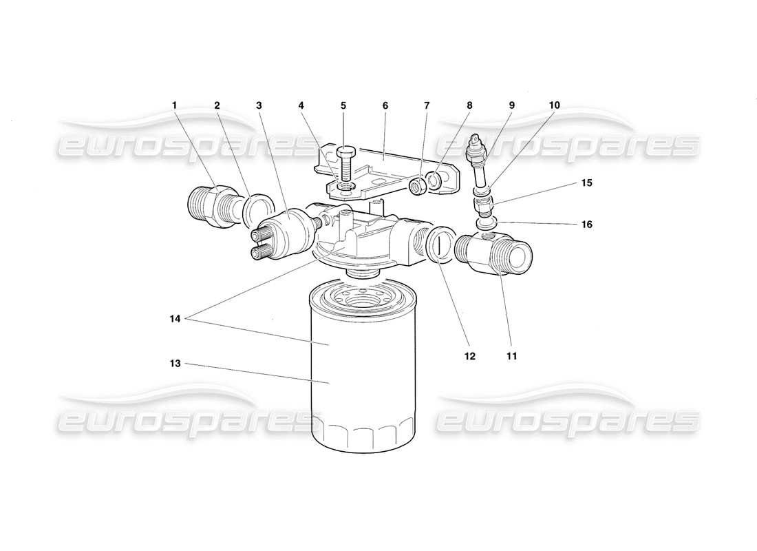 lamborghini diablo sv (1998) diagramma delle parti del filtro dell'olio motore