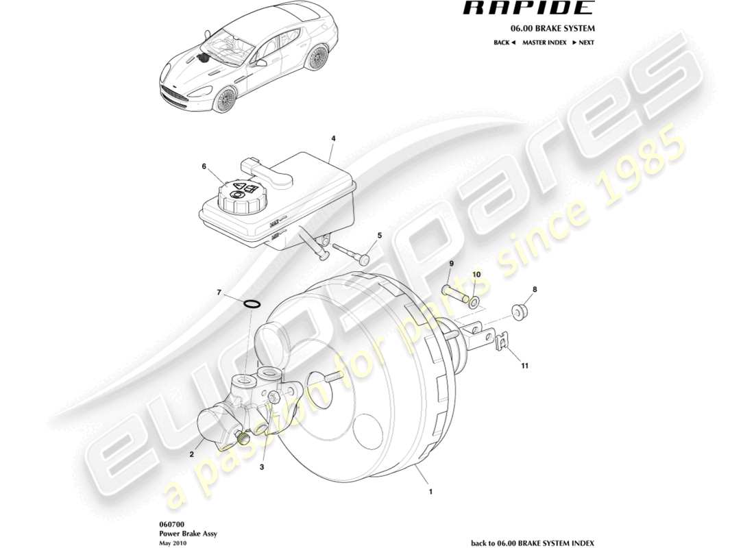 aston martin rapide (2010) gruppo freno di potenza diagramma delle parti