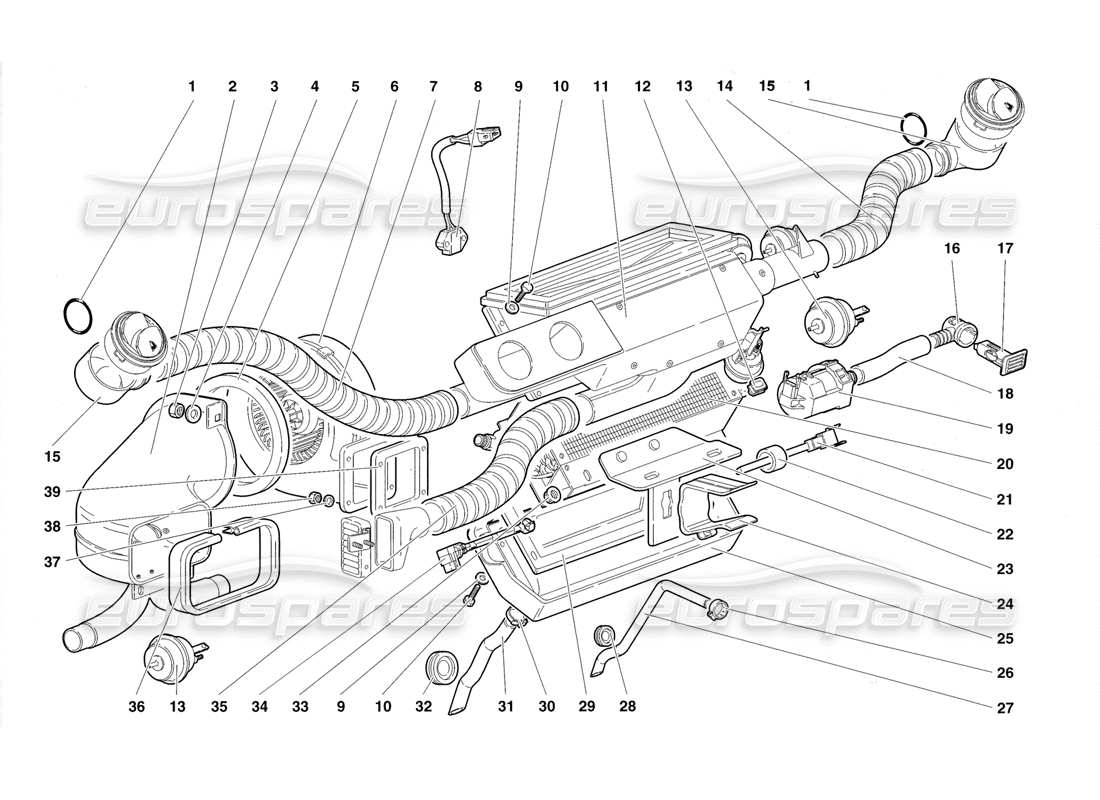 lamborghini diablo roadster (1998) diagramma delle parti del controllo del clima