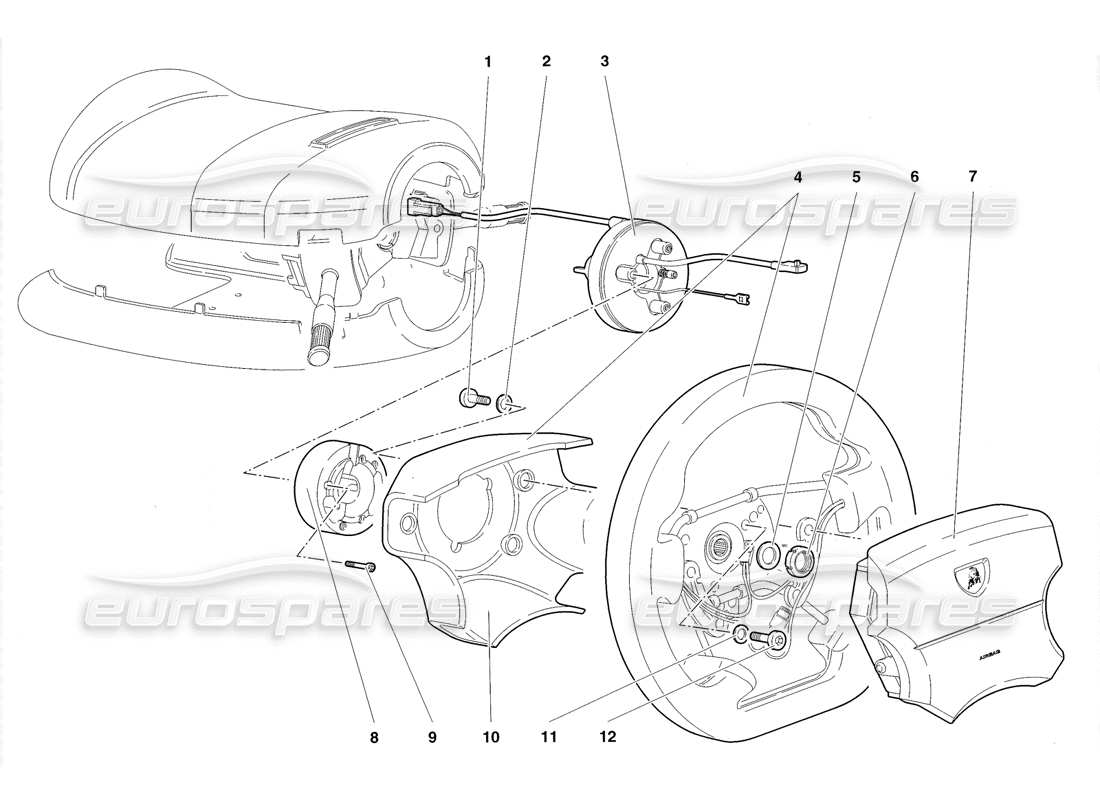 lamborghini diablo roadster (1998) diagramma della parte dello sterzo