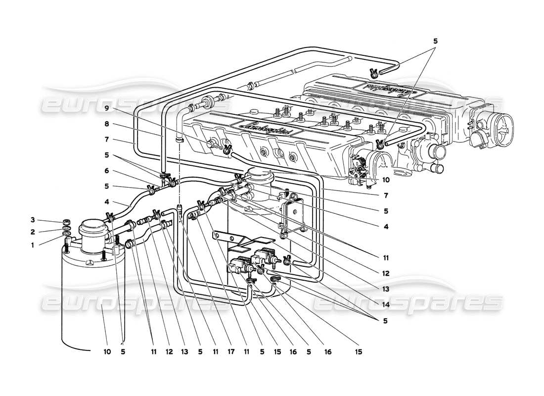 lamborghini diablo 6.0 (2001) sistema di alimentazione carburante diagramma delle parti