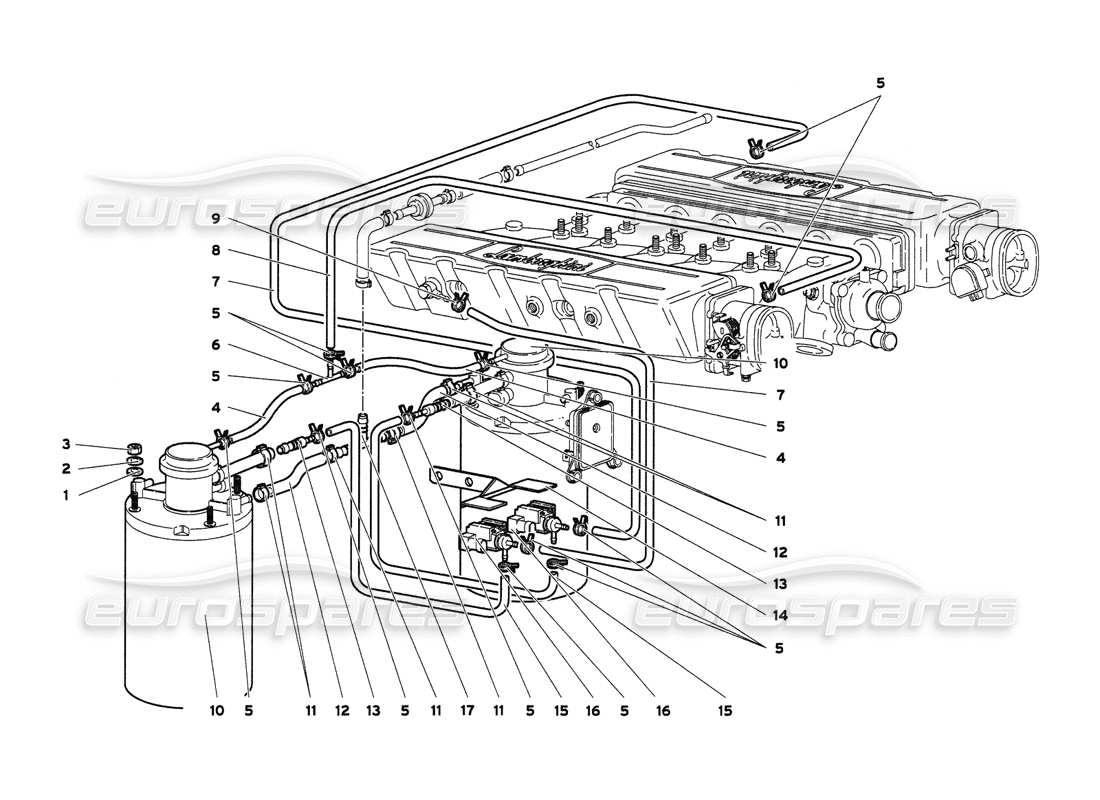 lamborghini diablo 6.0 (2001) schema delle parti del sistema di alimentazione