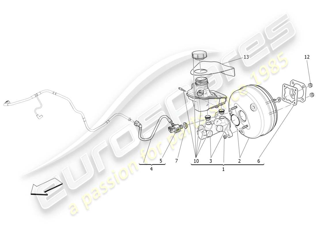 maserati qtp 3.0 tds v6 275hp (2015) diagramma delle parti del servosistema freno