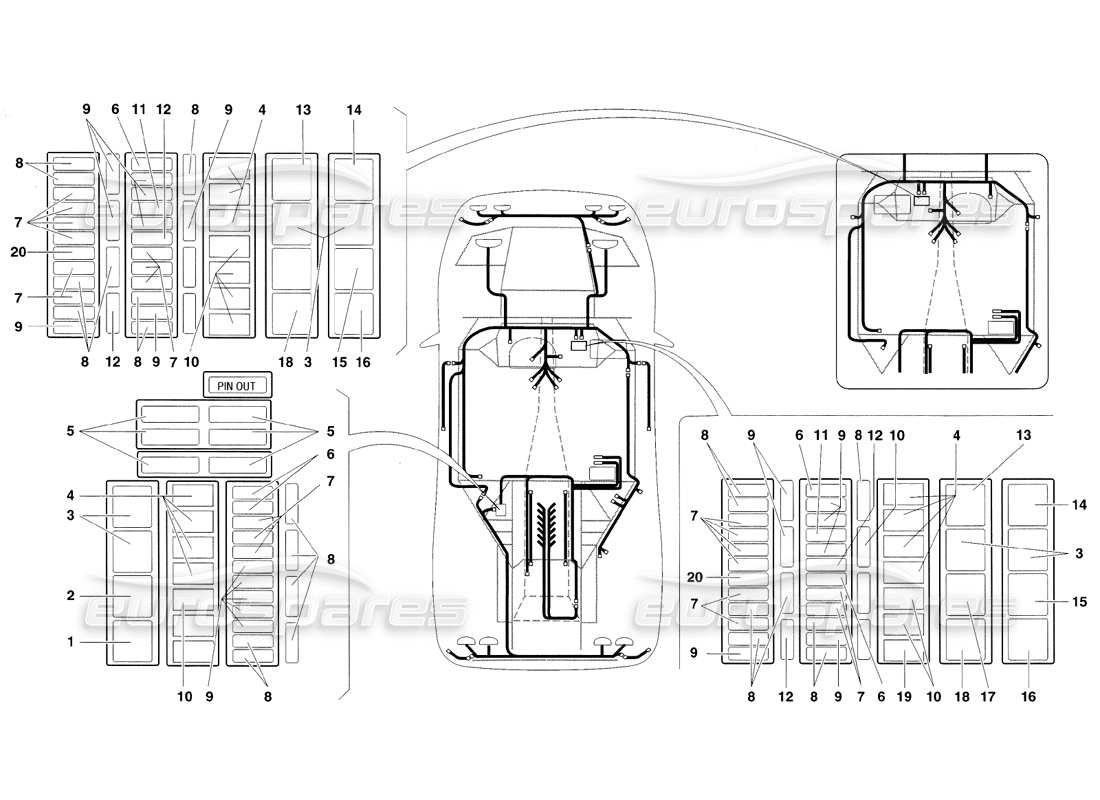 lamborghini diablo sv (1998) sistema elettrico diagramma delle parti