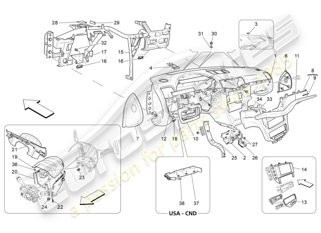 maserati granturismo (2013) unità cruscotto diagramma delle parti