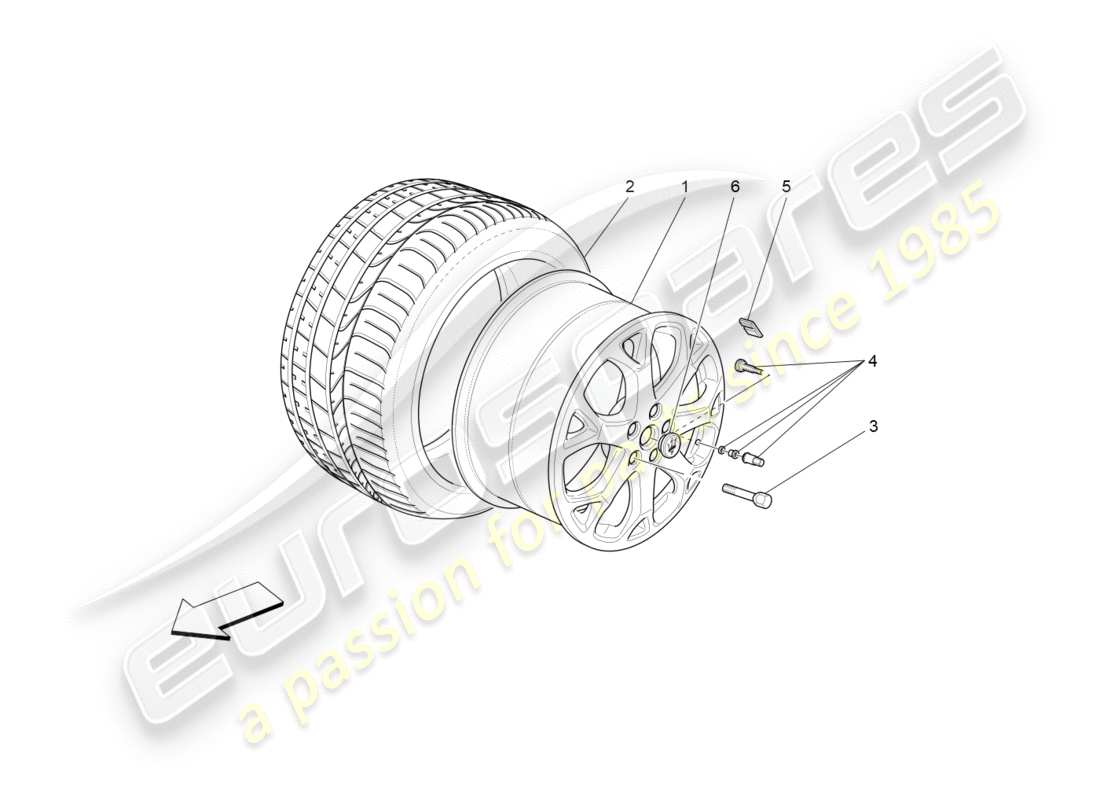 maserati granturismo s (2017) diagramma delle parti di ruote e pneumatici