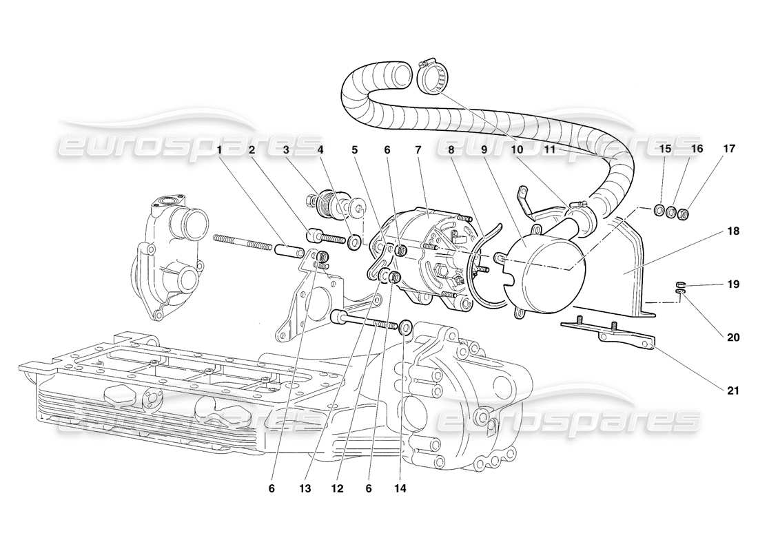 lamborghini diablo sv (1998) schema delle parti dell'alternatore