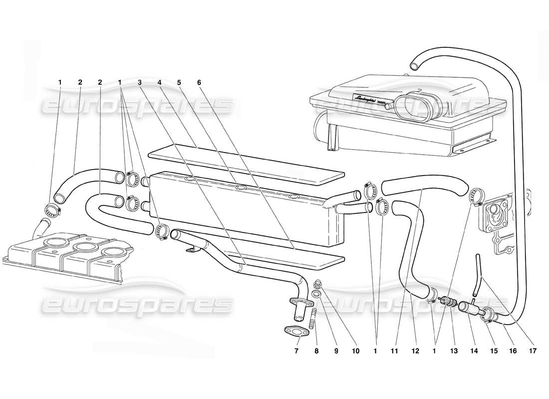 lamborghini diablo (1991) diagramma delle parti del sistema di respirazione dell'olio motore