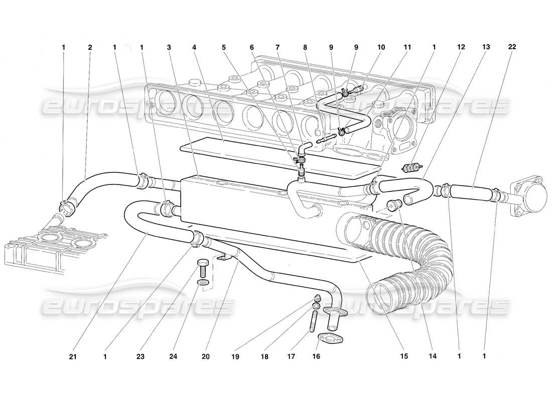 lamborghini diablo sv (1997) sistema di respirazione dell'olio motore diagramma delle parti
