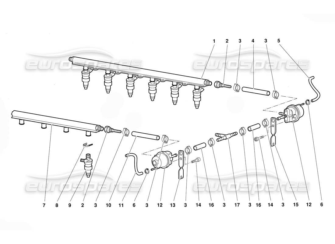 lamborghini diablo (1991) sistema di alimentazione carburante diagramma delle parti