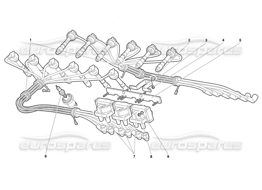 lamborghini diablo sv (1997) componenti di accensione del motore diagramma delle parti