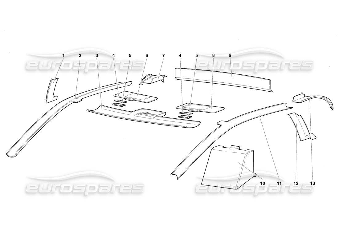 lamborghini diablo sv (1998) rifiniture dell'abitacolo diagramma delle parti