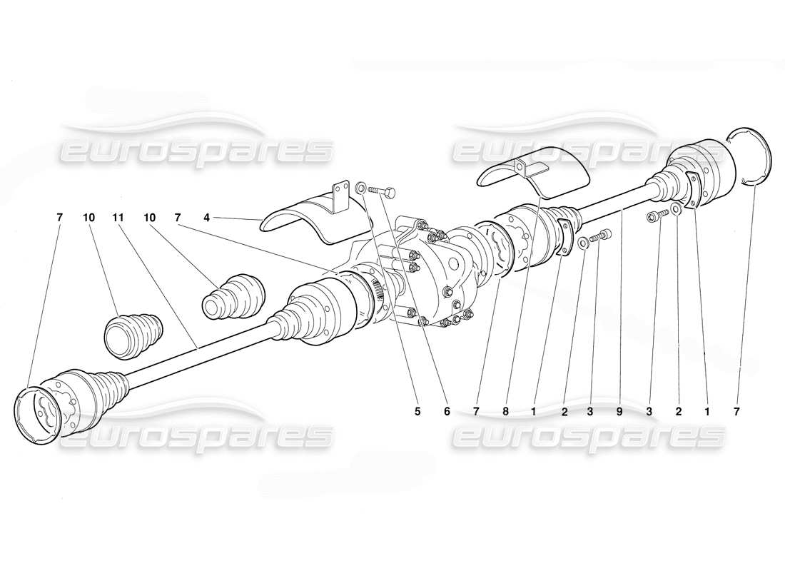 lamborghini diablo (1991) alberi di trasmissione posteriori diagramma delle parti