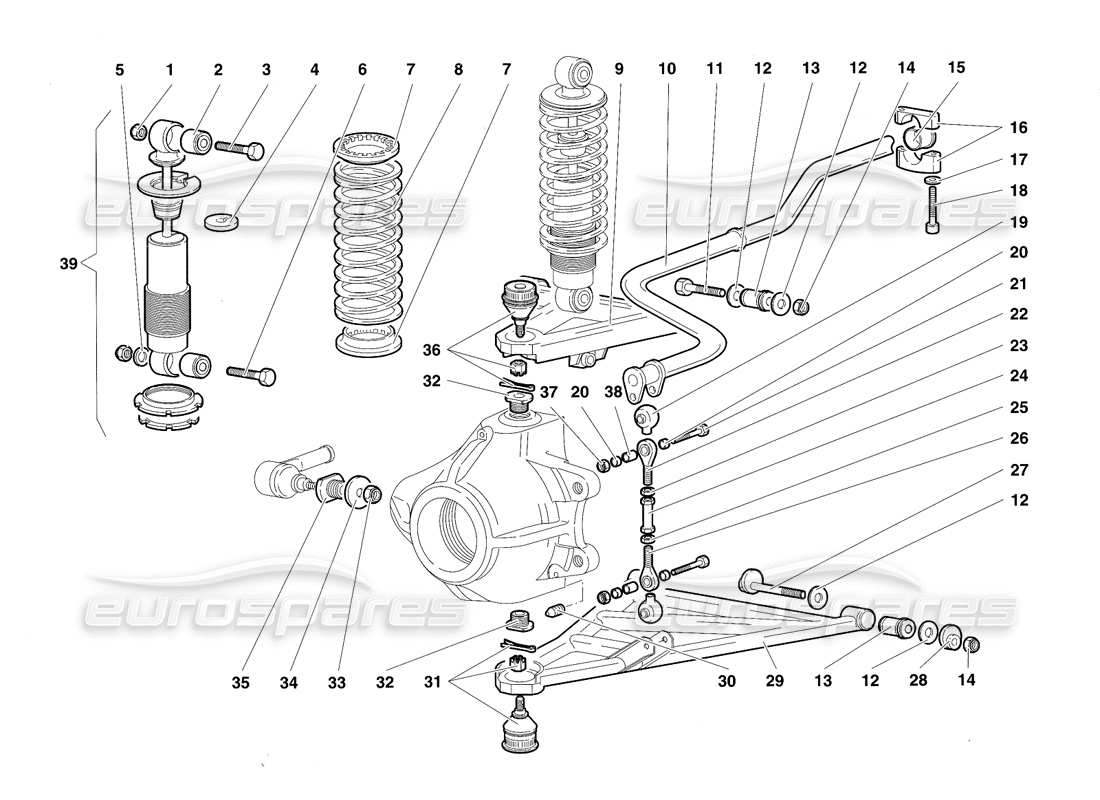 lamborghini diablo sv (1997) sospensioni anteriori diagramma delle parti