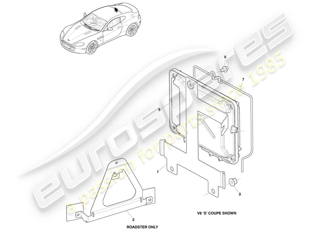 aston martin v8 vantage (2005) schema delle parti della centralina elettronica della trasmissione