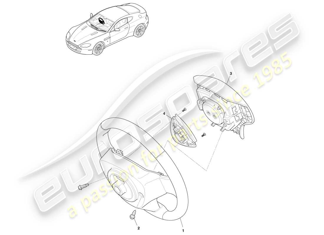 aston martin v8 vantage (2005) schema delle parti del gruppo volante