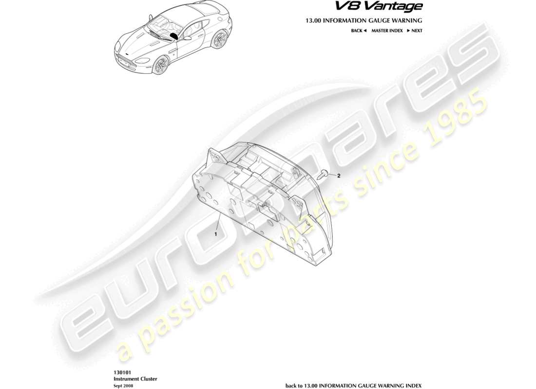aston martin v8 vantage (2006) diagramma delle parti quadro strumenti