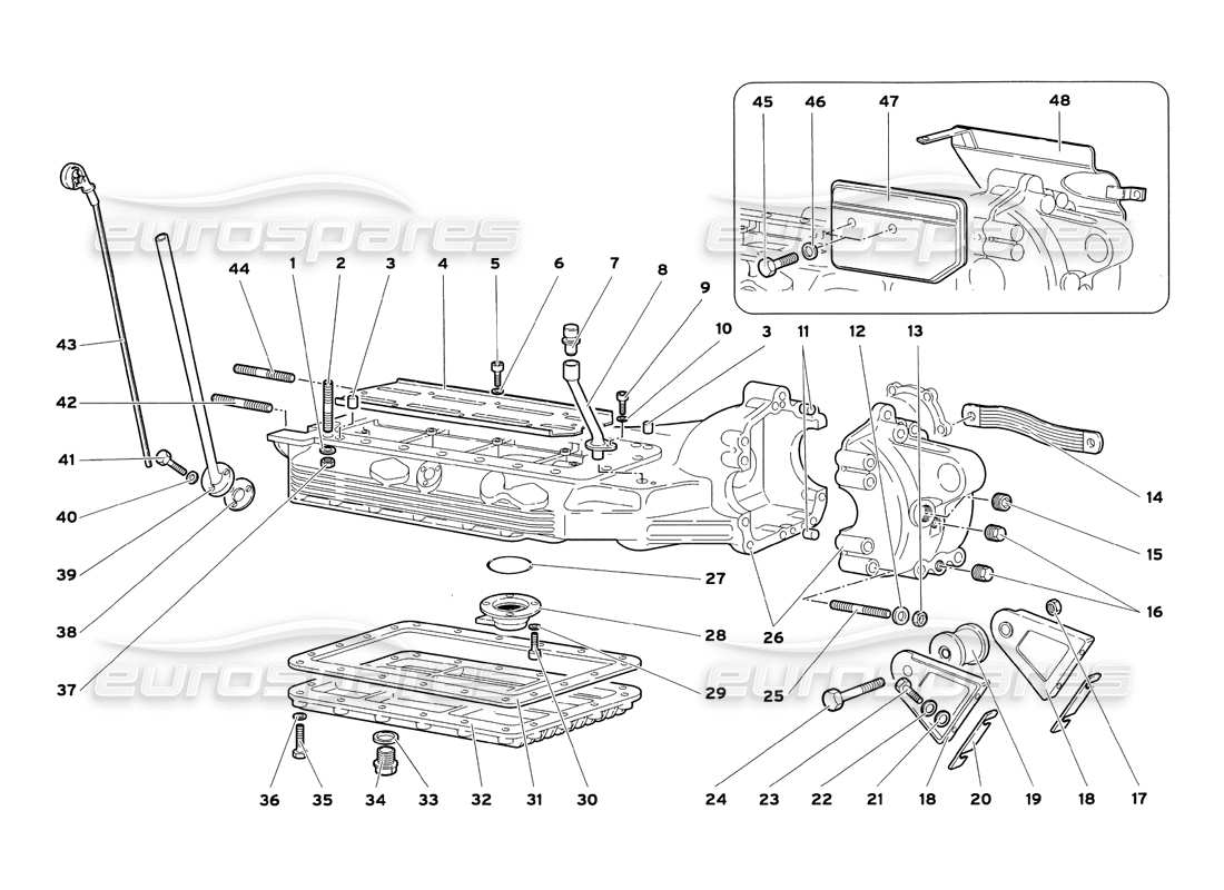 lamborghini diablo sv (1999) schema delle parti della coppa dell'olio