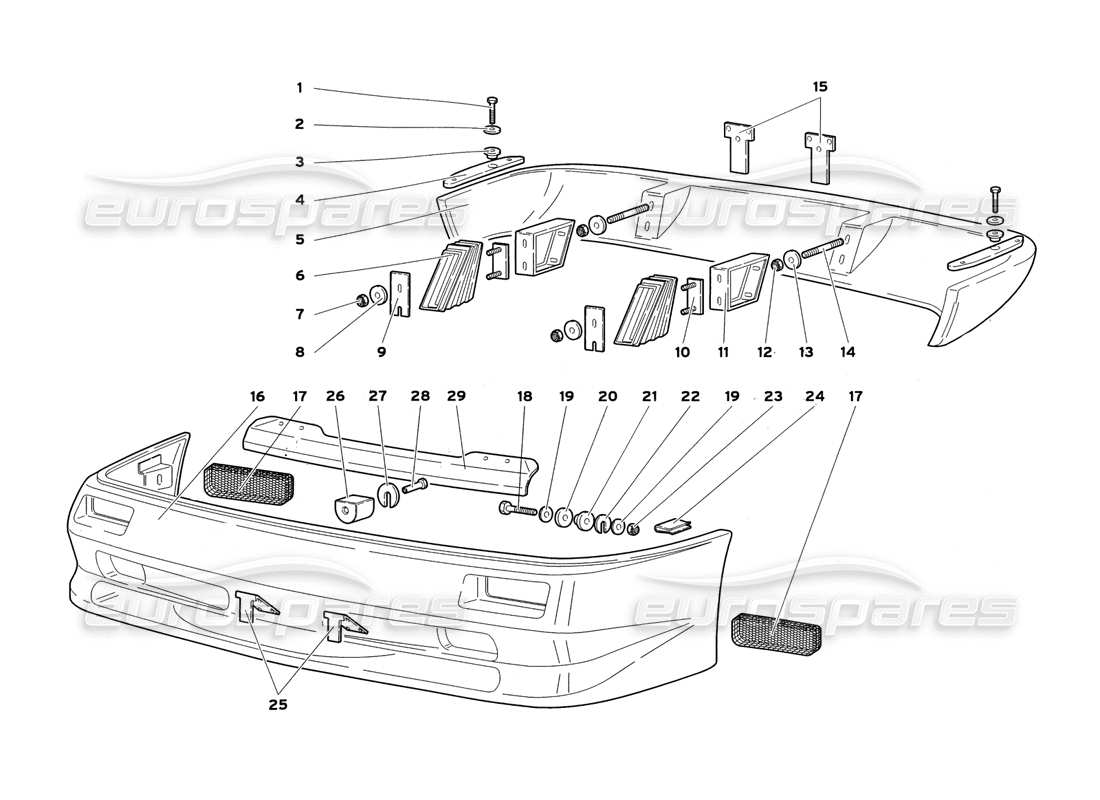 lamborghini diablo sv (1999) paraurti diagramma delle parti