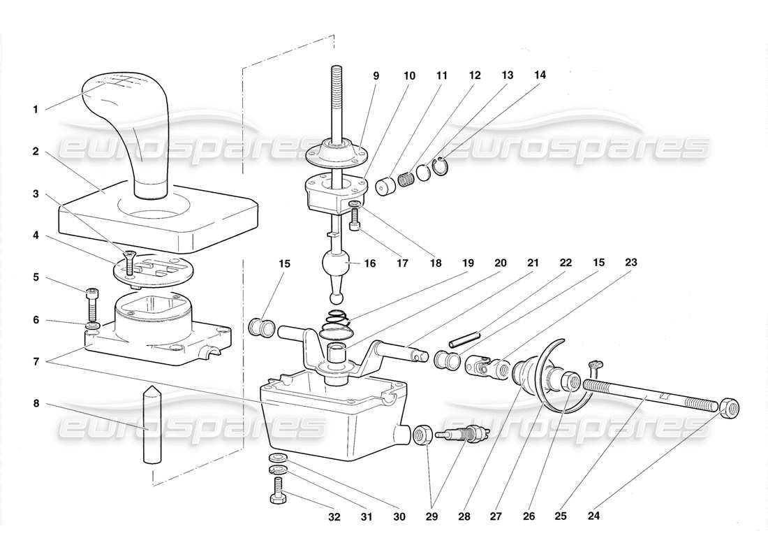 lamborghini diablo roadster (1998) torre di controllo del cambio diagramma delle parti