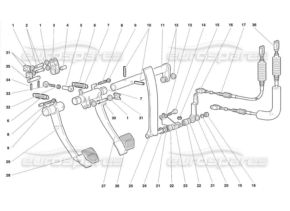 lamborghini diablo roadster (1998) pedali schema delle parti