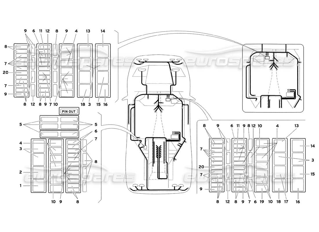lamborghini diablo sv (1999) schema delle parti dell'impianto elettrico