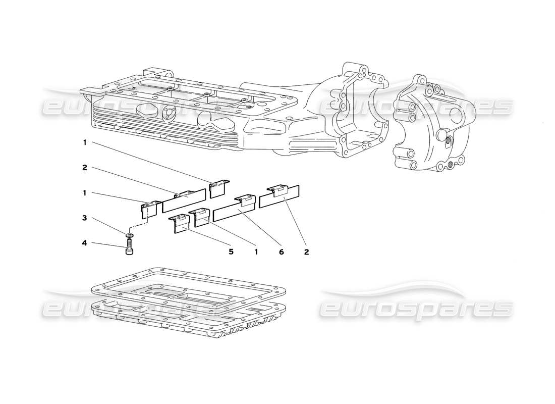 lamborghini diablo sv (1999) diagramma delle parti dei deflettori della coppa dell'olio